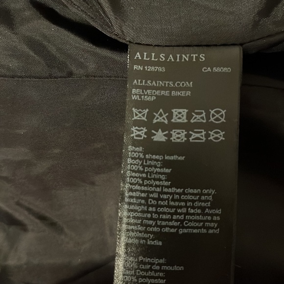 EUC All Saints Belvedere black leather moto style jacket - Picture 15 of 15